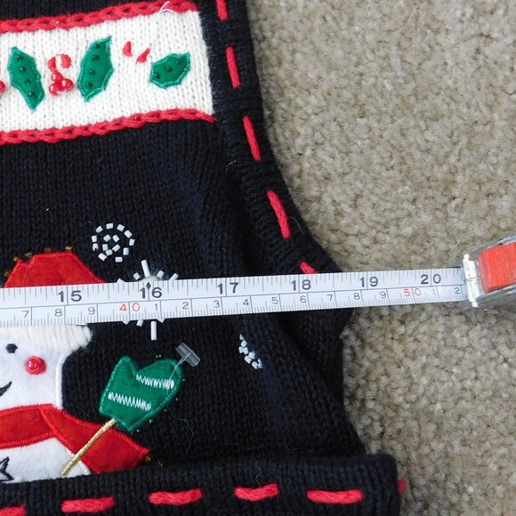 Bobbie Brooks Snowman Applique Embroidered Christmas Sweater Vest Size 8-10 M - Picture 2 of 9